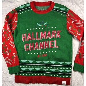 Hallmark Channel #1 Fan Sweater Unisex Large Ugly Christmas Holiday Colorful